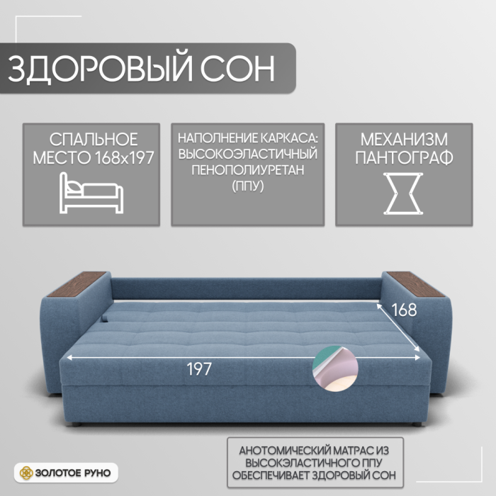 Диваны с ящиком для белья, Прямой диван Сенатор-1 ППУ, велюр