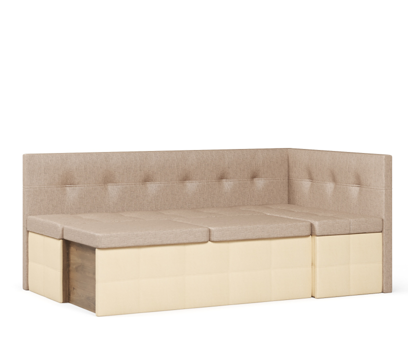 Диваны угловые кухонные, Диван кухонный угловой Домино 2 выкатной, рогожка+экокожа