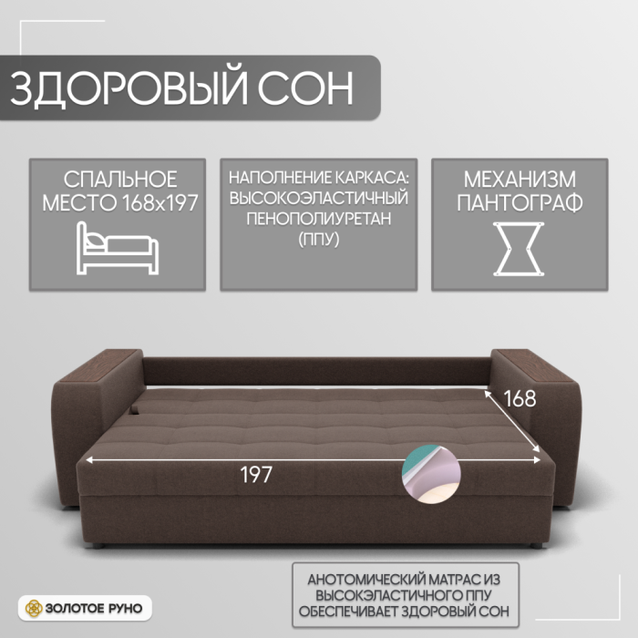 Диваны с ящиком для белья, Прямой диван Сенатор-1 ППУ, велюр